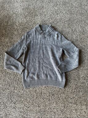Men's Gray Shawl Collar Knit Sweater